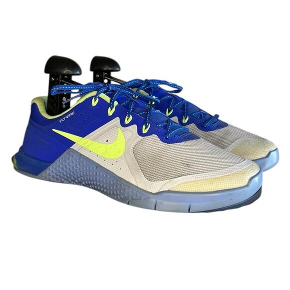 Nike Metcon 2 Flyknit Womens 7.5 Running Shoe 821913-003 Platinum Green Blue - Picture 3 of 6